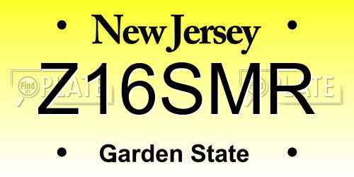 Z16SMR New Jersey License Plate