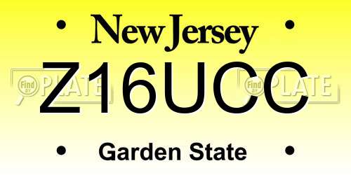 Z16UCC New Jersey License Plate