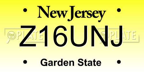 Z16UNJ New Jersey License Plate