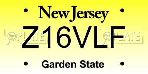 Z16VLF New Jersey License Plate