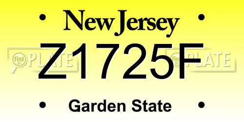 Z1725F New Jersey License Plate