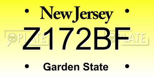 Z172BF New Jersey License Plate