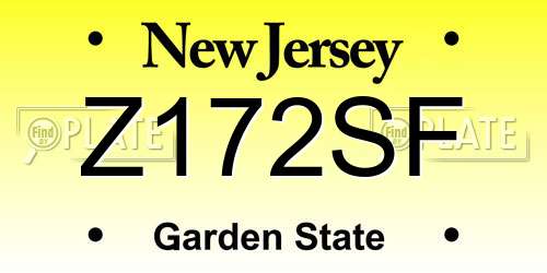 Z172SF New Jersey License Plate