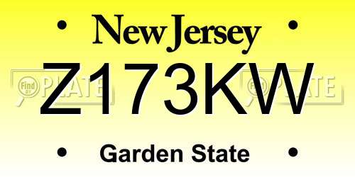 Z173KW New Jersey License Plate