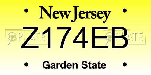 Z174EB New Jersey License Plate