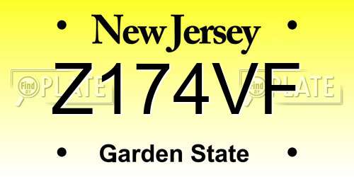 Z174VF New Jersey License Plate