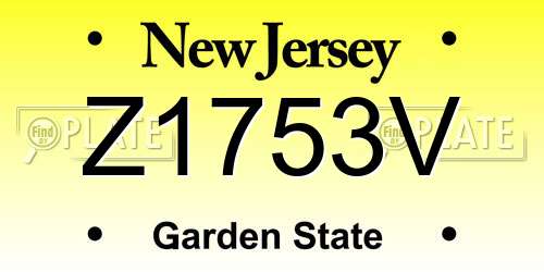 Z1753V New Jersey License Plate