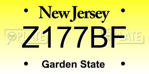 Z177BF New Jersey License Plate