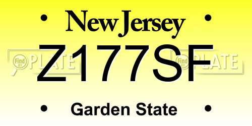 Z177SF New Jersey License Plate