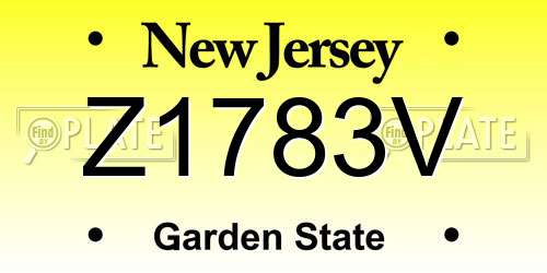 Z1783V New Jersey License Plate