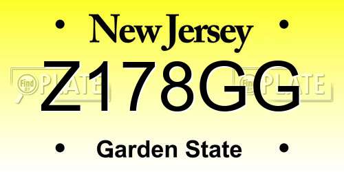 Z178GG New Jersey License Plate