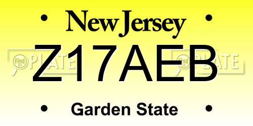 Z17AEB New Jersey License Plate
