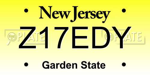 Z17EDY New Jersey License Plate