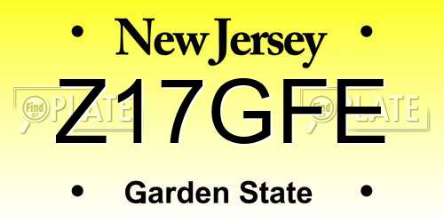 Z17GFE New Jersey License Plate