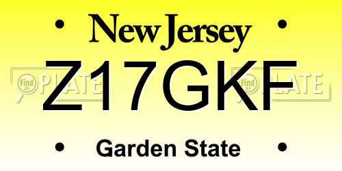 Z17GKF New Jersey License Plate