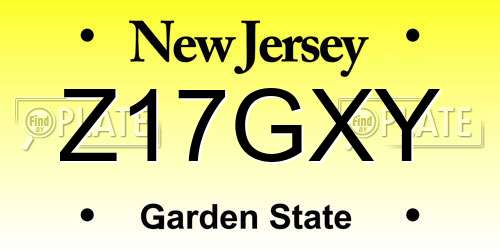 Z17GXY New Jersey License Plate