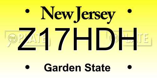 Z17HDH New Jersey License Plate