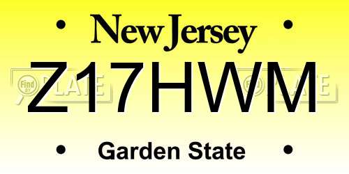 Z17HWM New Jersey License Plate