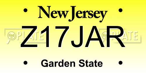 Z17JAR New Jersey License Plate
