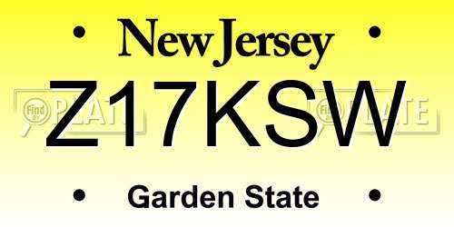 Z17KSW New Jersey License Plate