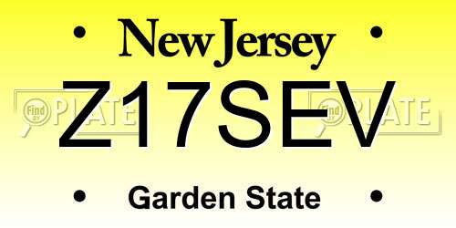 Z17SEV New Jersey License Plate