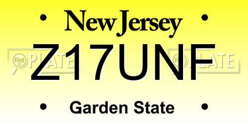 Z17UNF New Jersey License Plate