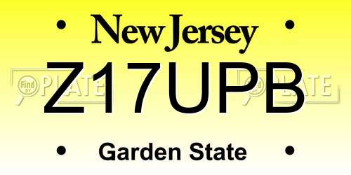 Z17UPB New Jersey License Plate