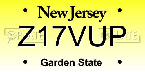 Z17VUP New Jersey License Plate