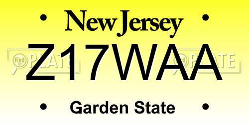 Z17WAA New Jersey License Plate