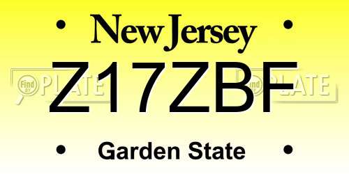 Z17ZBF New Jersey License Plate