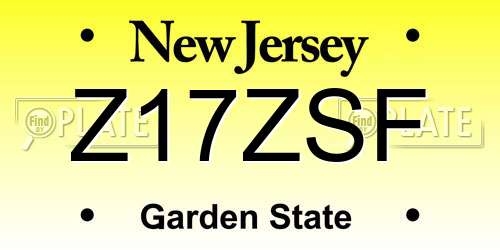 Z17ZSF New Jersey License Plate