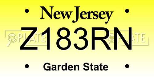 Z183RN New Jersey License Plate