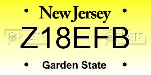 Z18EFB New Jersey License Plate