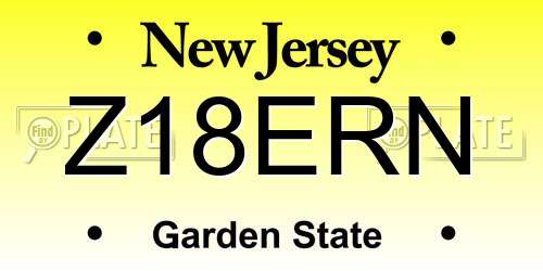 Z18ERN New Jersey License Plate