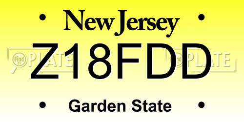 Z18FDD New Jersey License Plate
