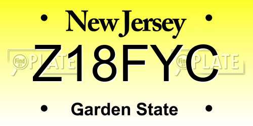 Z18FYC New Jersey License Plate