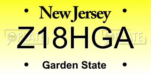 Z18HGA New Jersey License Plate