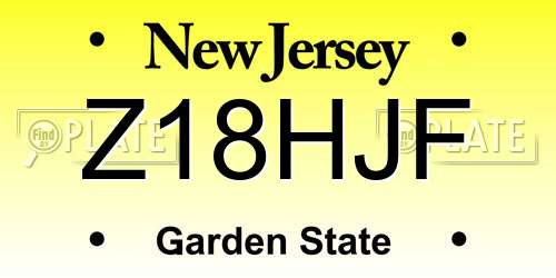 Z18HJF New Jersey License Plate