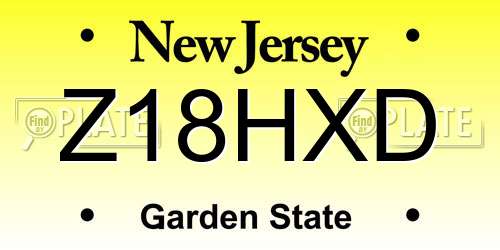 Z18HXD New Jersey License Plate