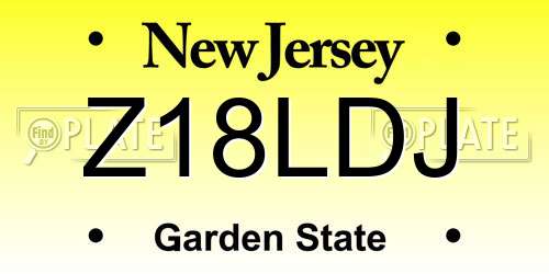 Z18LDJ New Jersey License Plate