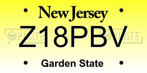 Z18PBV New Jersey License Plate