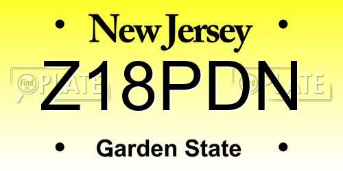 Z18PDN New Jersey License Plate