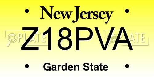 Z18PVA New Jersey License Plate