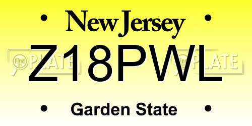 Z18PWL New Jersey License Plate
