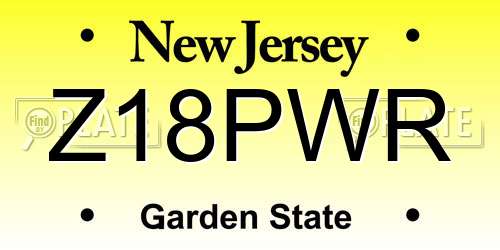 Z18PWR New Jersey License Plate