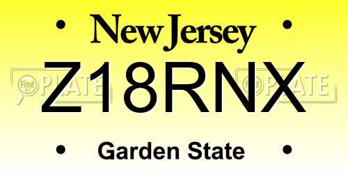 Z18RNX New Jersey License Plate