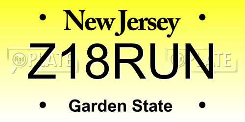 Z18RUN New Jersey License Plate