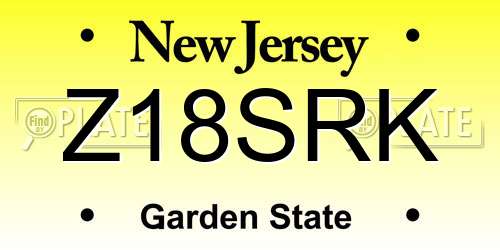 Z18SRK New Jersey License Plate