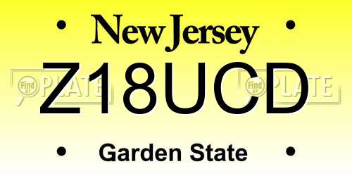 Z18UCD New Jersey License Plate