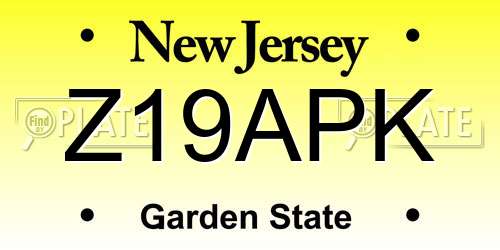 Z19APK New Jersey License Plate